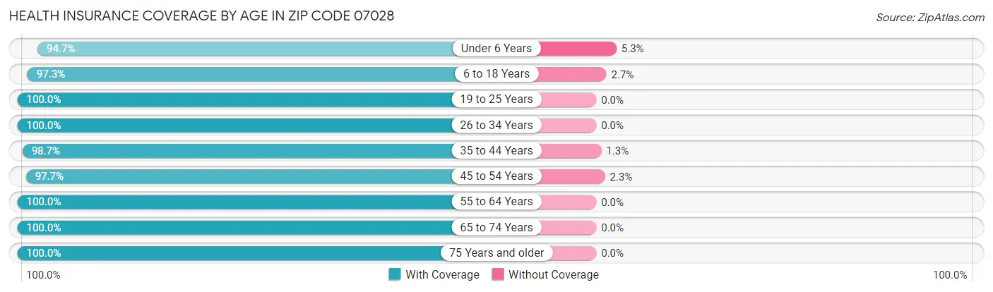 Health Insurance Coverage by Age in Zip Code 07028