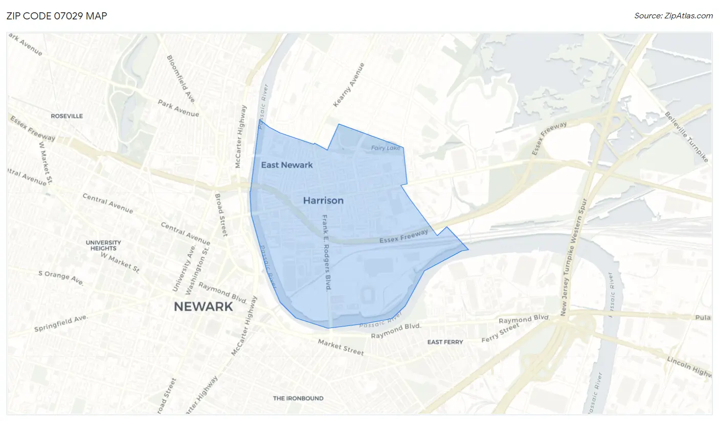 Zip Code 07029 Map