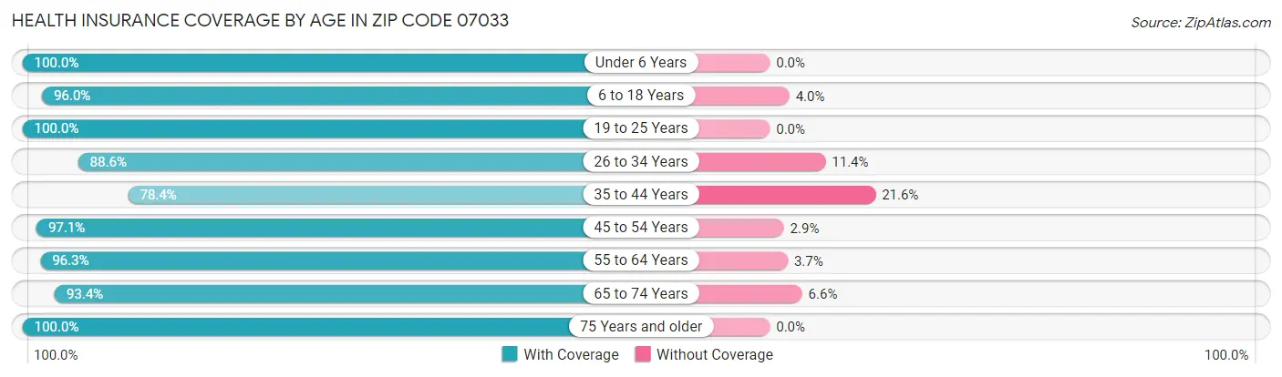 Health Insurance Coverage by Age in Zip Code 07033