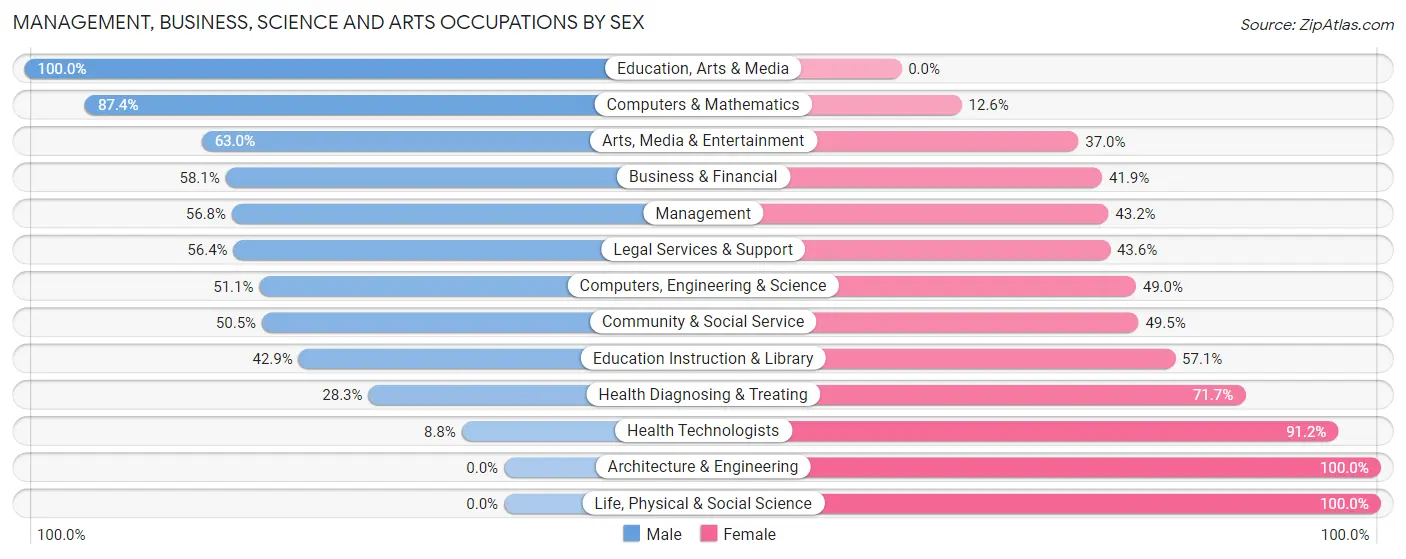 Management, Business, Science and Arts Occupations by Sex in Zip Code 07033