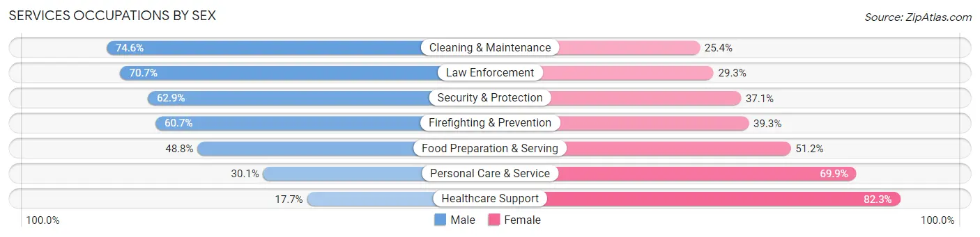 Services Occupations by Sex in Zip Code 07036