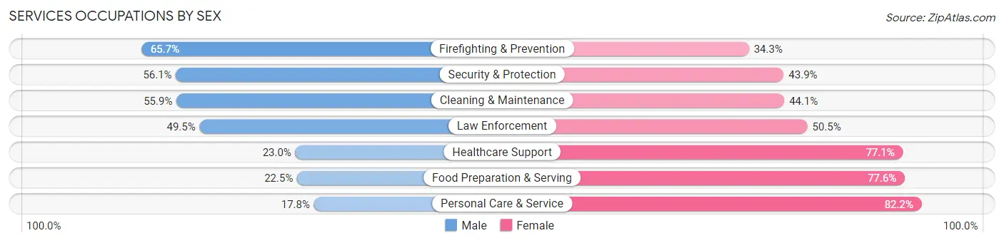 Services Occupations by Sex in Zip Code 07059