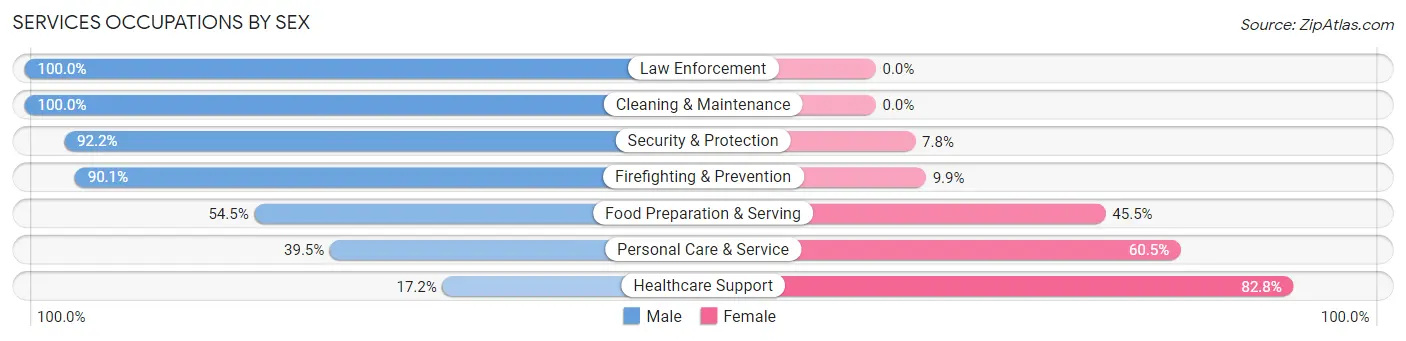 Services Occupations by Sex in Zip Code 07076