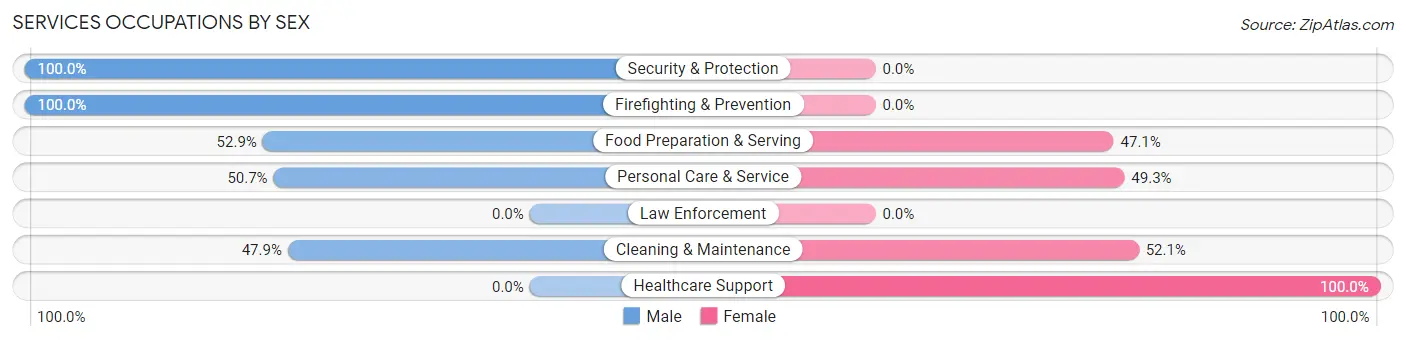 Services Occupations by Sex in Zip Code 07088