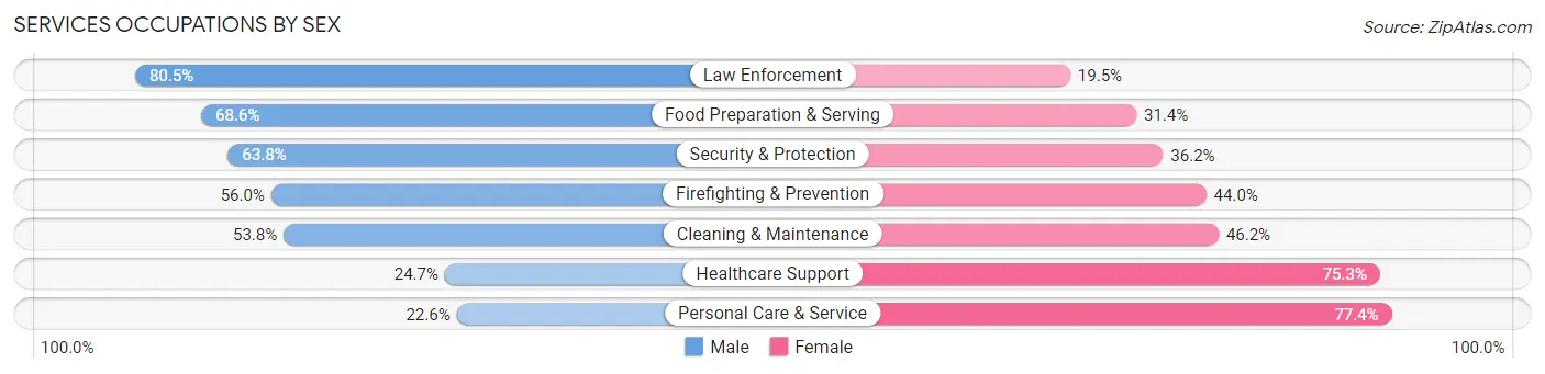 Services Occupations by Sex in Zip Code 07095