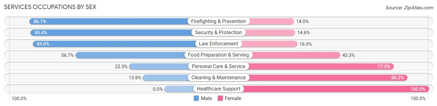 Services Occupations by Sex in Zip Code 07105