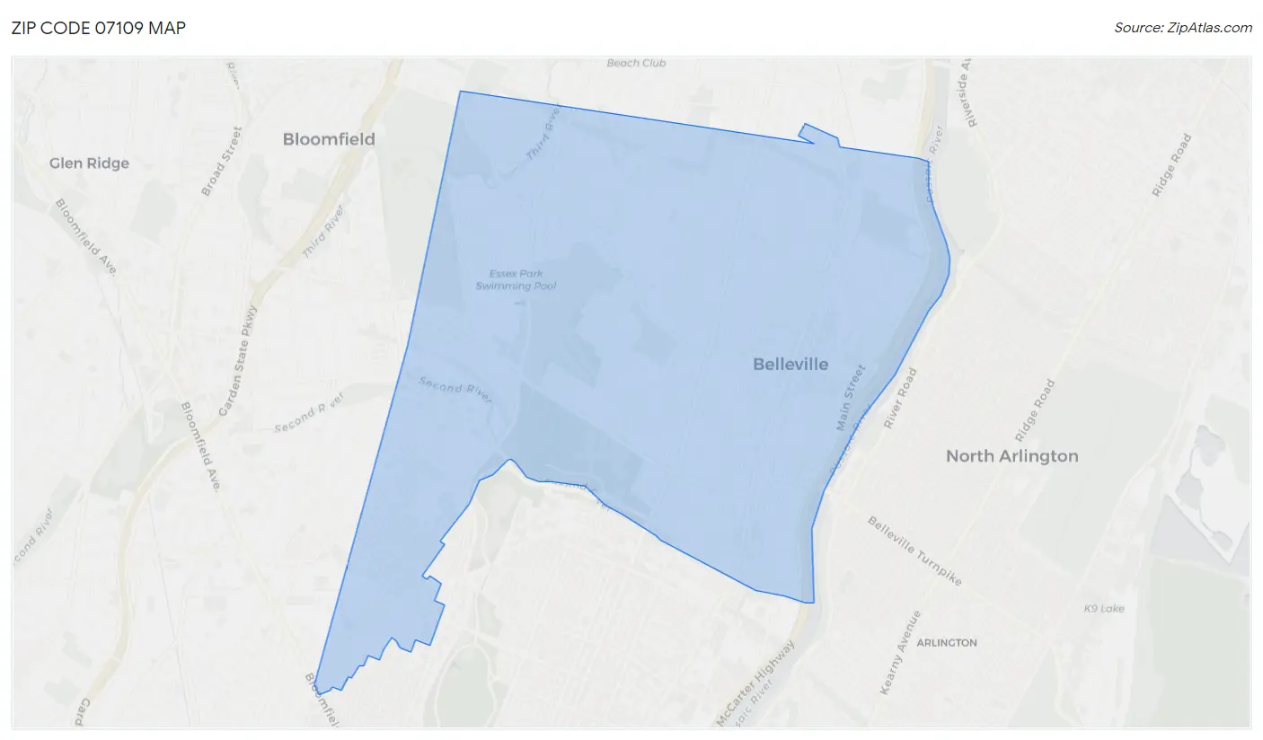 Zip Code 07109 Map