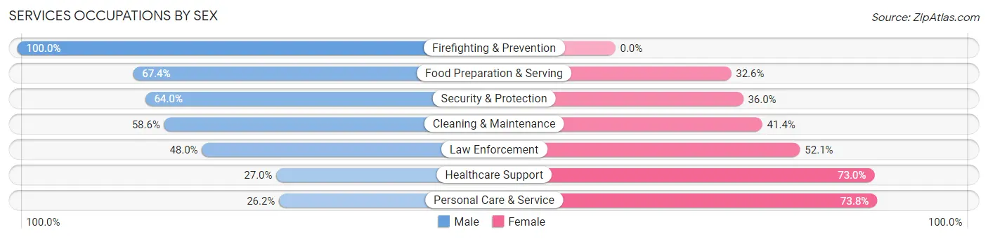 Services Occupations by Sex in Zip Code 07204