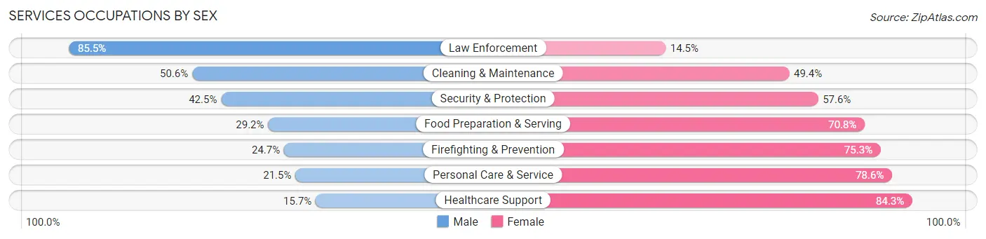 Services Occupations by Sex in Zip Code 07206