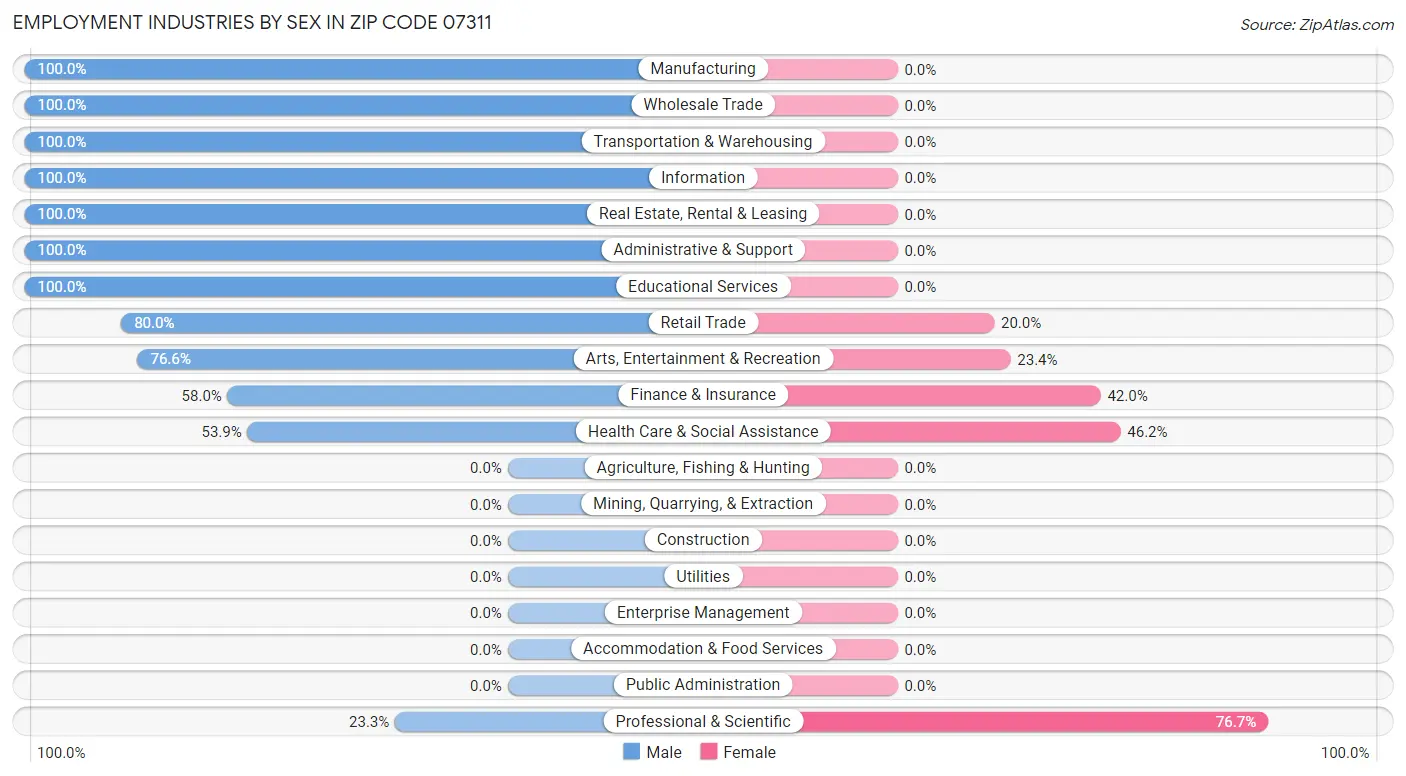 Employment Industries by Sex in Zip Code 07311