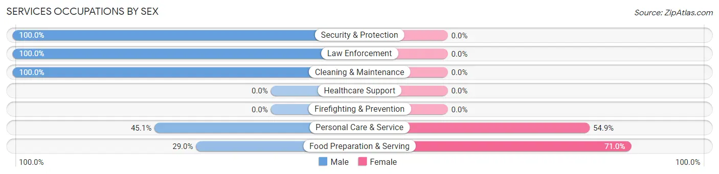 Services Occupations by Sex in Zip Code 07435