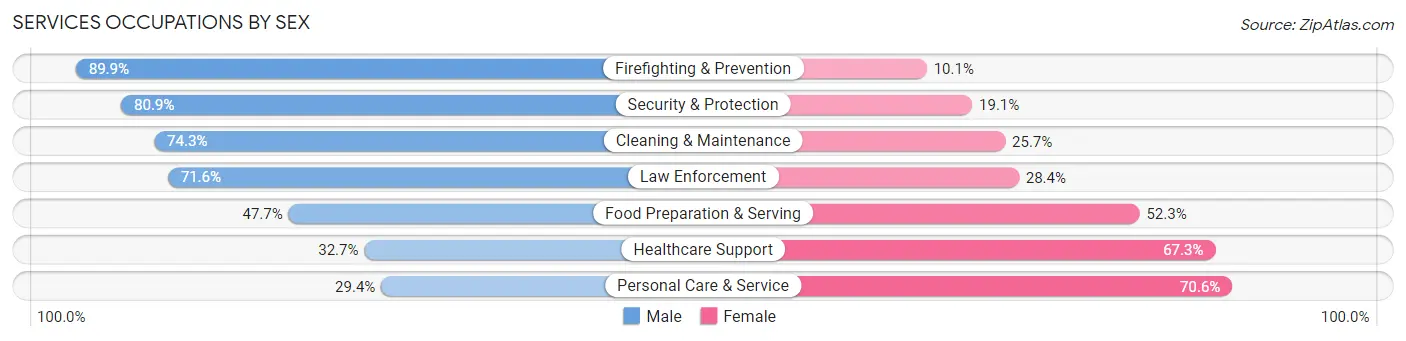 Services Occupations by Sex in Zip Code 07438