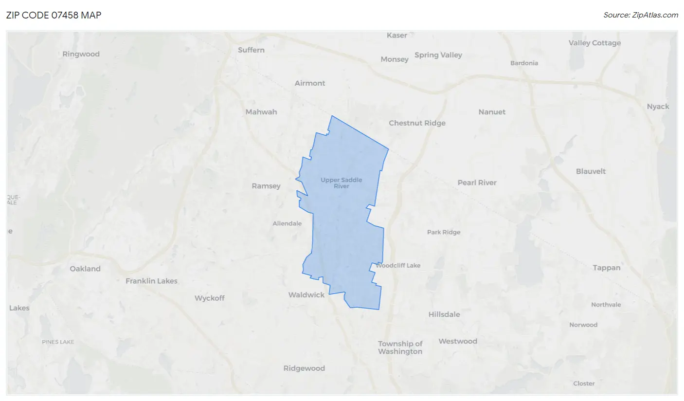 Zip Code 07458 Map