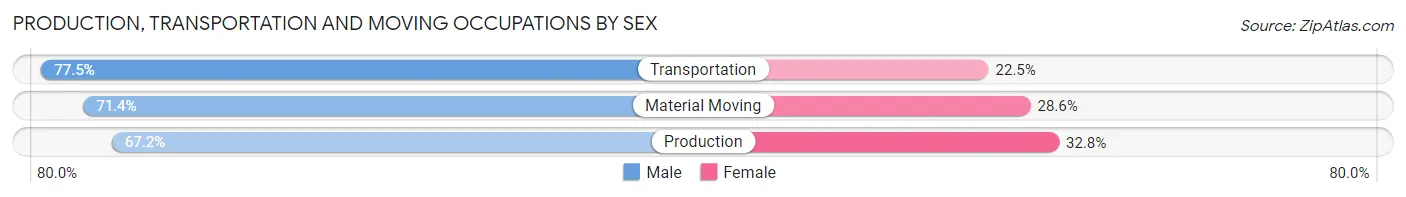 Production, Transportation and Moving Occupations by Sex in Zip Code 07461