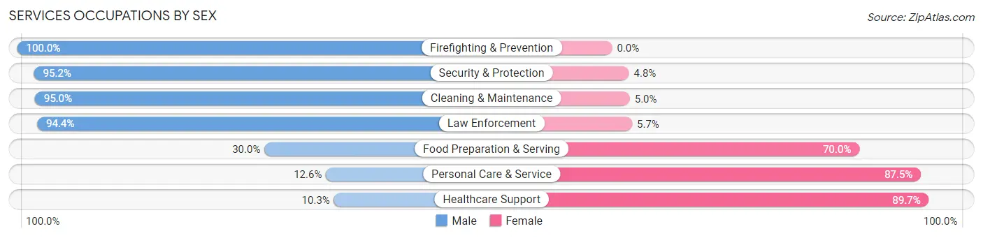 Services Occupations by Sex in Zip Code 07506
