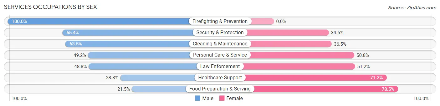 Services Occupations by Sex in Zip Code 07508