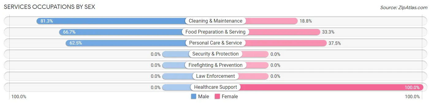 Services Occupations by Sex in Zip Code 07620