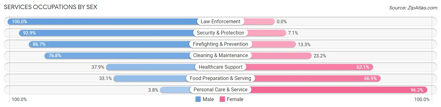 Services Occupations by Sex in Zip Code 07628