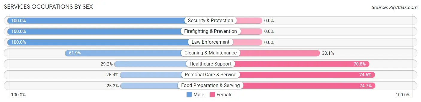 Services Occupations by Sex in Zip Code 07631