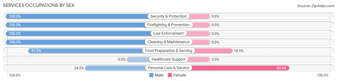 Services Occupations by Sex in Zip Code 07641