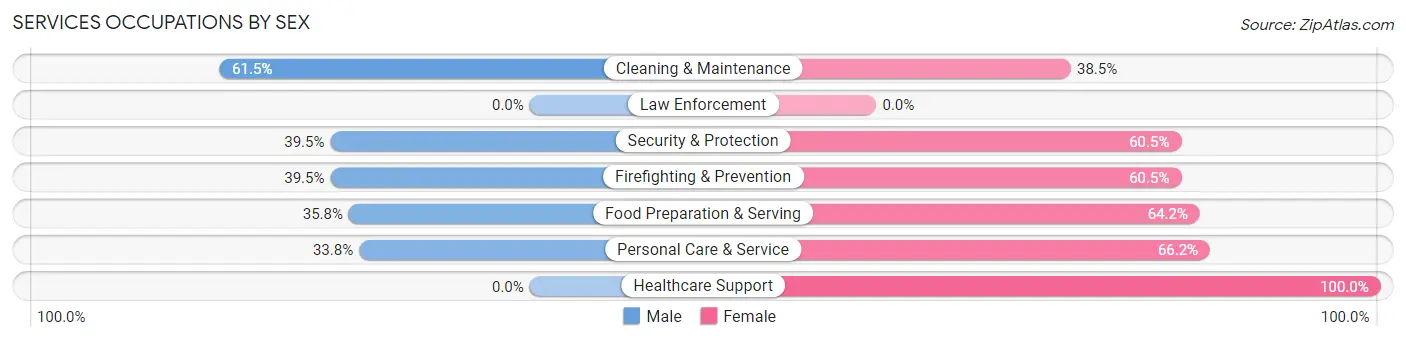 Services Occupations by Sex in Zip Code 07643