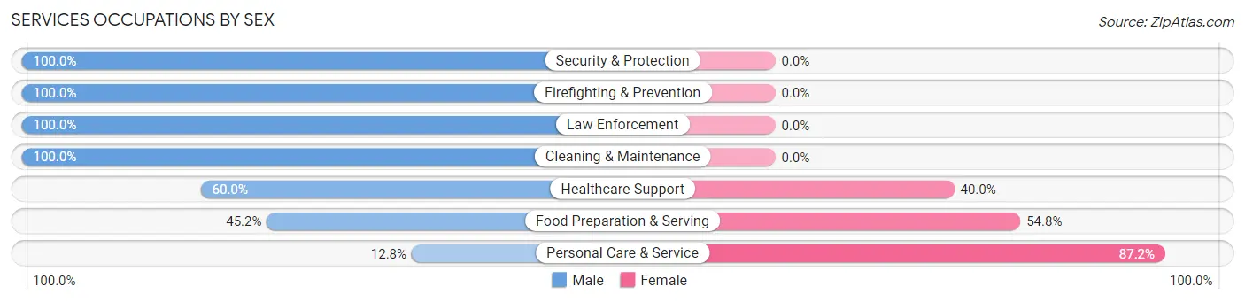 Services Occupations by Sex in Zip Code 07645