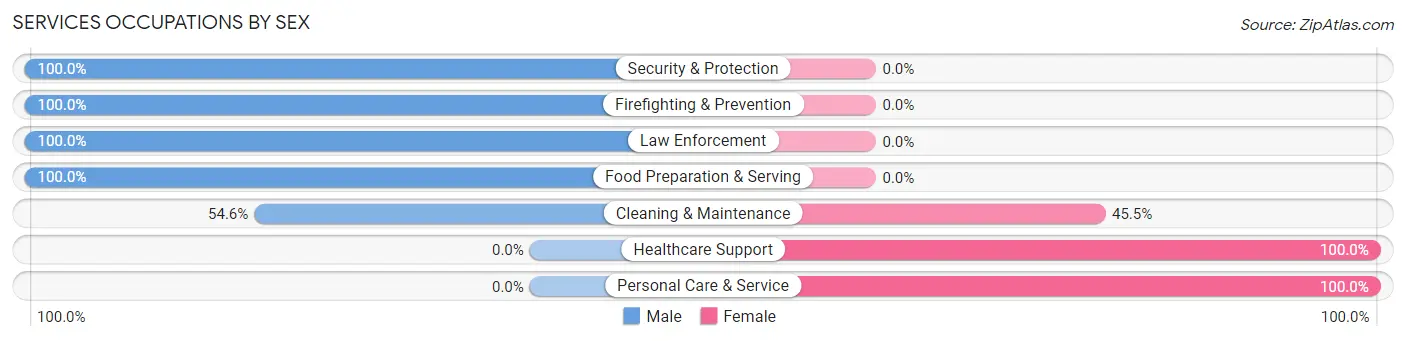 Services Occupations by Sex in Zip Code 07662