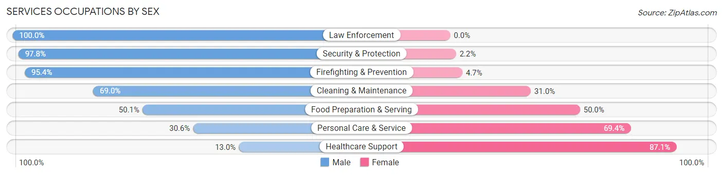 Services Occupations by Sex in Zip Code 07666