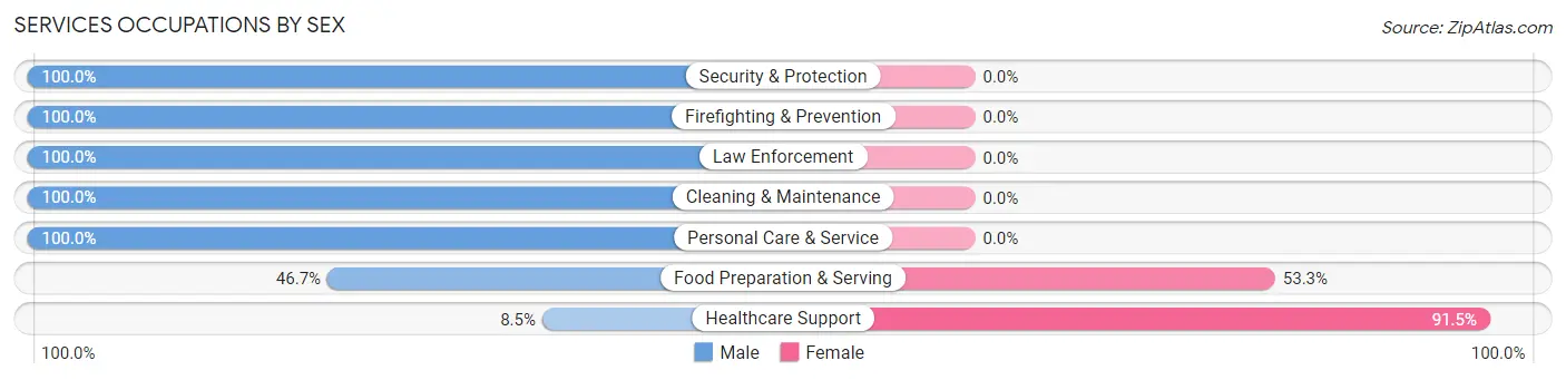 Services Occupations by Sex in Zip Code 07720