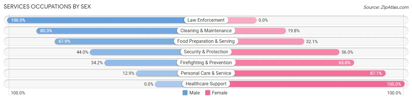 Services Occupations by Sex in Zip Code 07733
