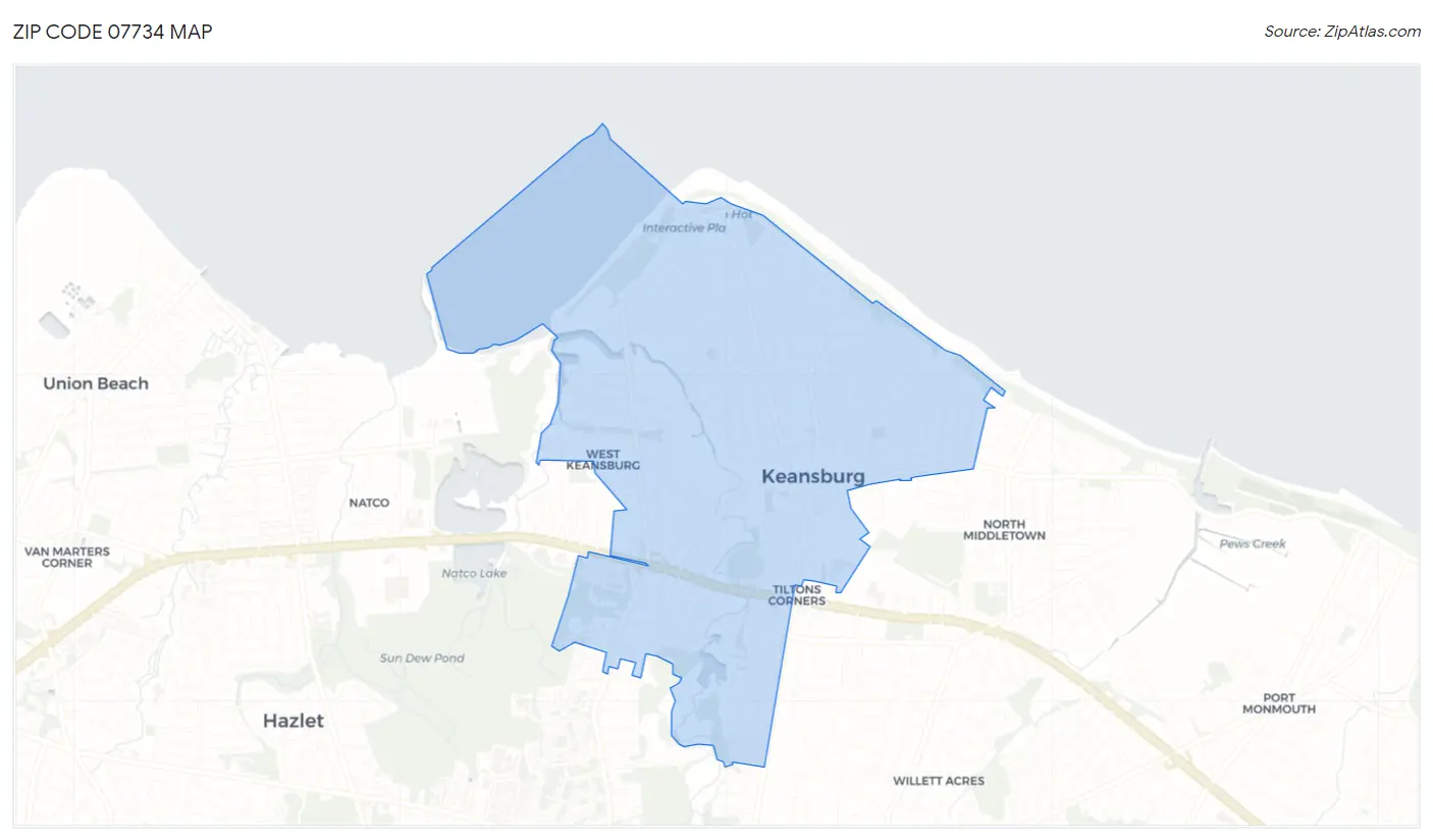 Zip Code 07734 Map