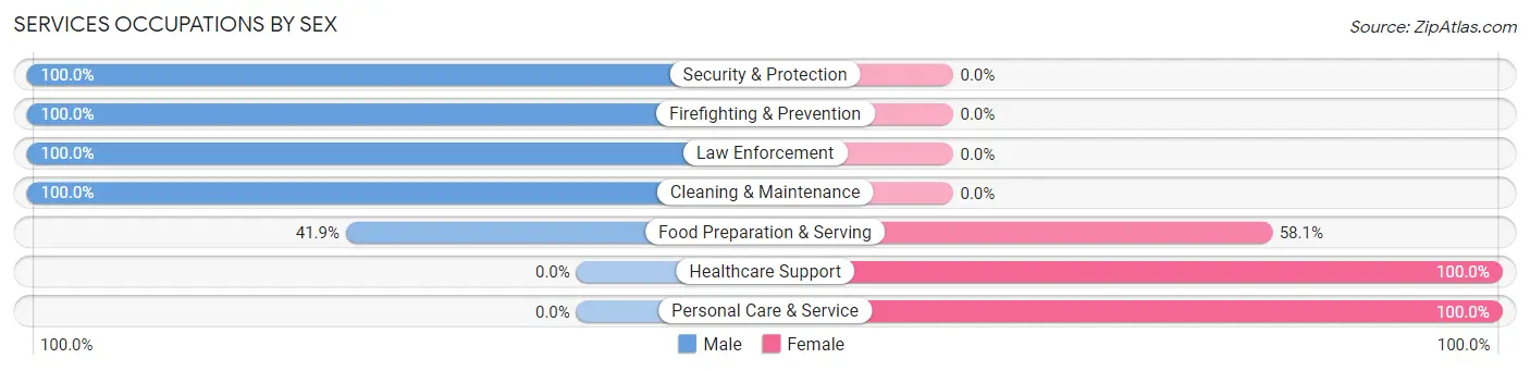 Services Occupations by Sex in Zip Code 07738