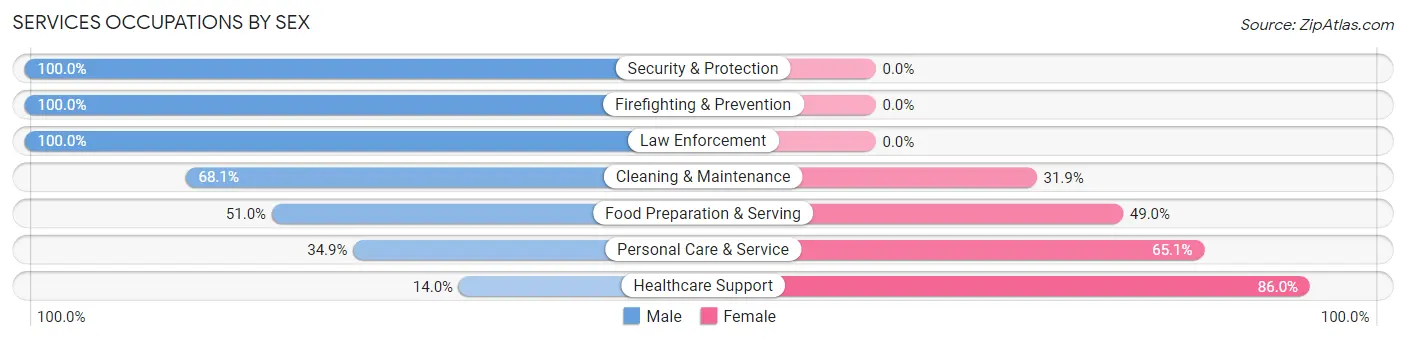 Services Occupations by Sex in Zip Code 07764