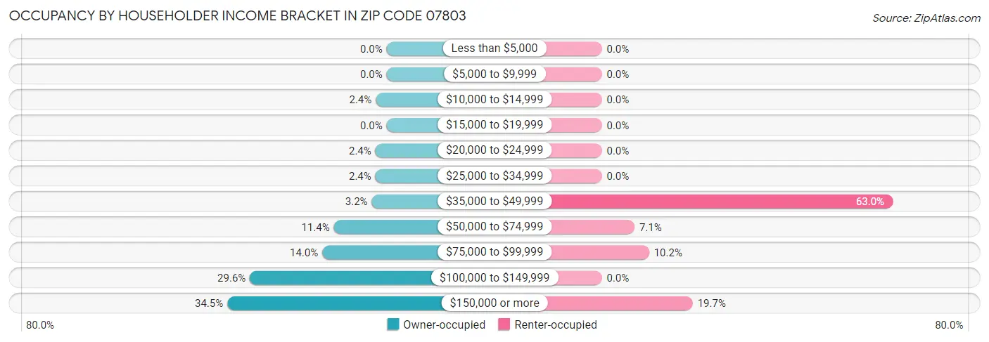 Occupancy by Householder Income Bracket in Zip Code 07803