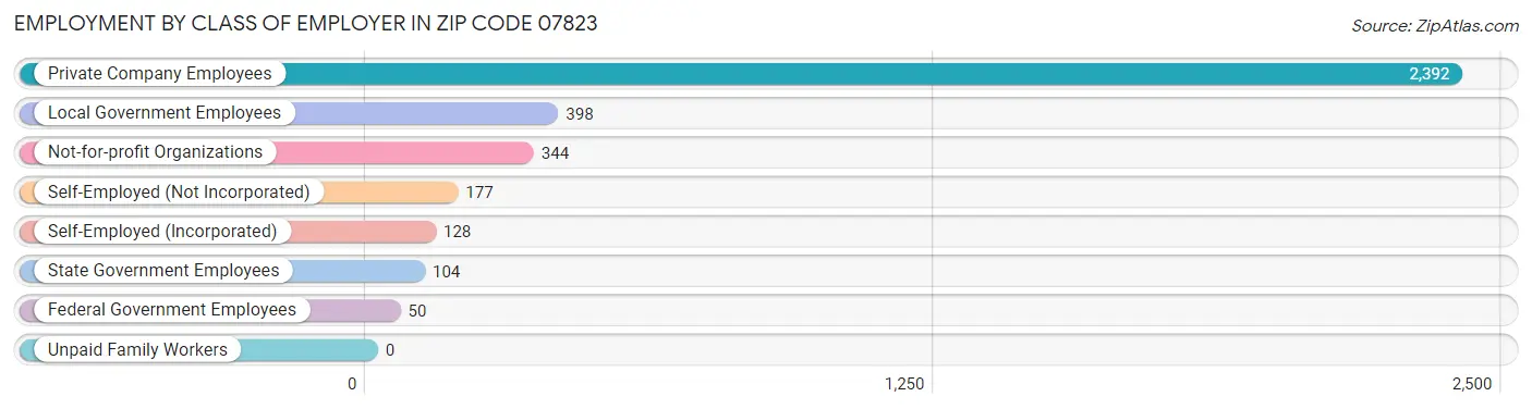 Employment by Class of Employer in Zip Code 07823