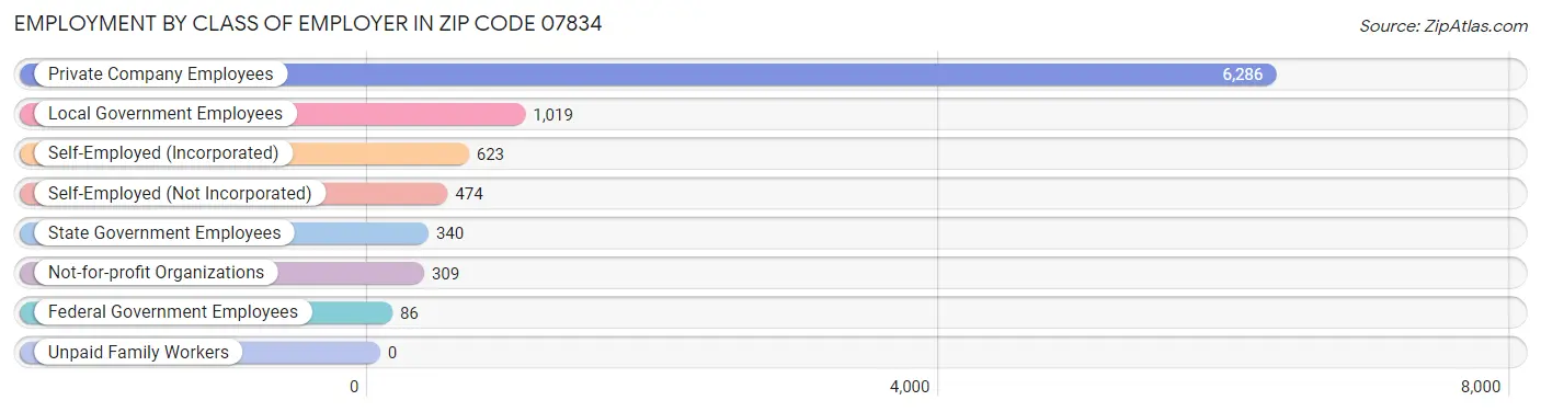 Employment by Class of Employer in Zip Code 07834