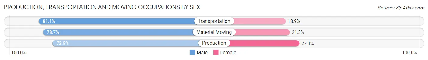 Production, Transportation and Moving Occupations by Sex in Zip Code 07843