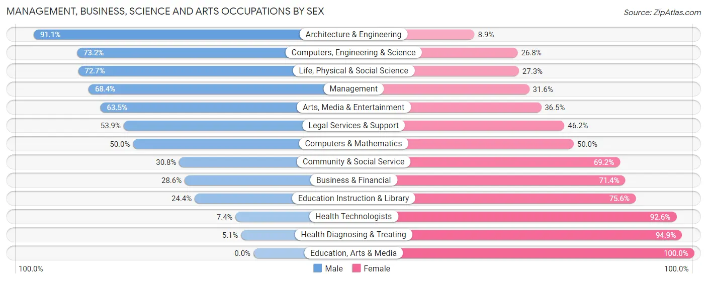 Management, Business, Science and Arts Occupations by Sex in Zip Code 07848