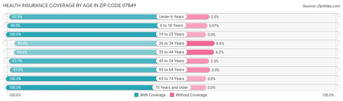 Health Insurance Coverage by Age in Zip Code 07849