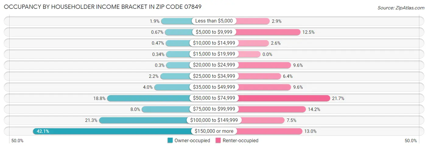 Occupancy by Householder Income Bracket in Zip Code 07849