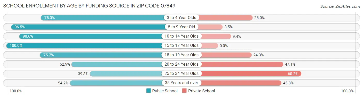 School Enrollment by Age by Funding Source in Zip Code 07849