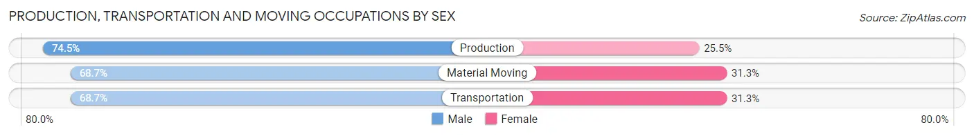 Production, Transportation and Moving Occupations by Sex in Zip Code 07871