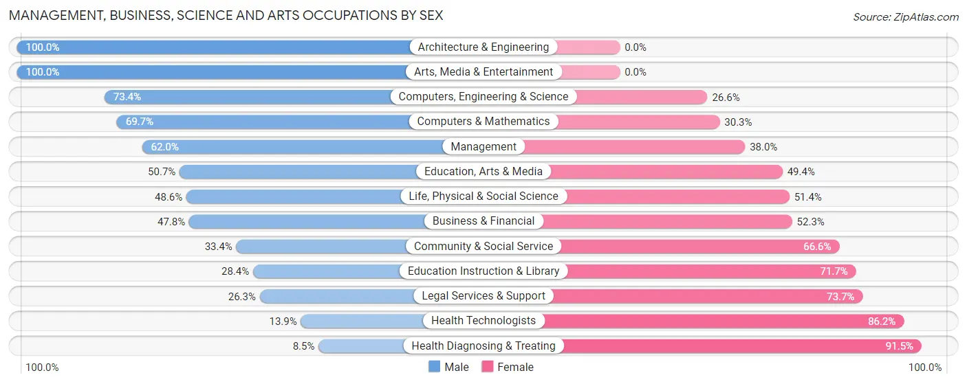 Management, Business, Science and Arts Occupations by Sex in Zip Code 07876