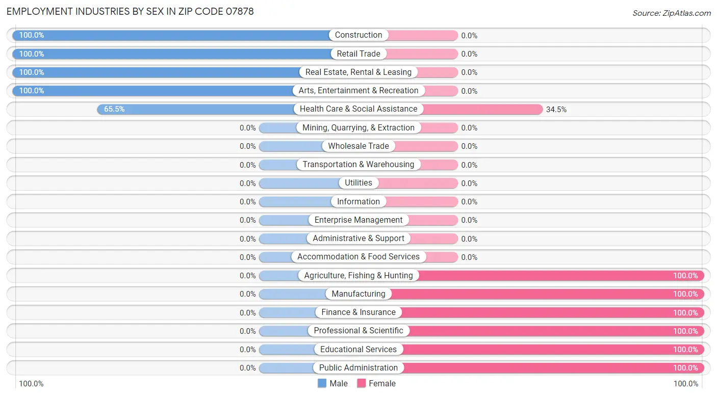 Employment Industries by Sex in Zip Code 07878