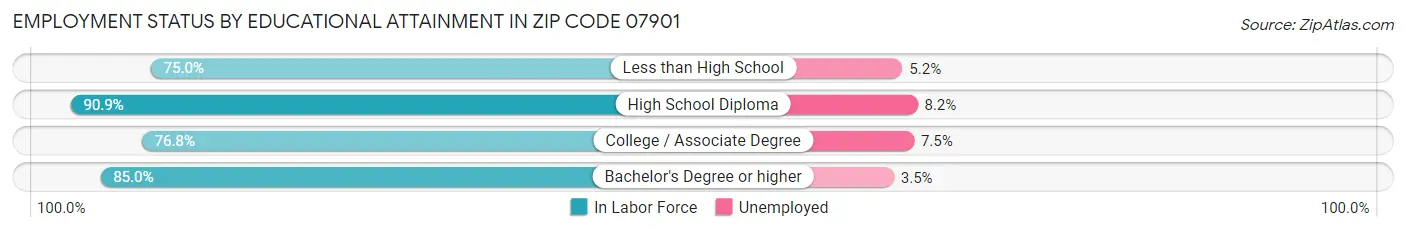 Employment Status by Educational Attainment in Zip Code 07901