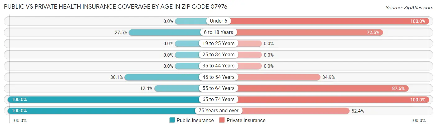 Public vs Private Health Insurance Coverage by Age in Zip Code 07976