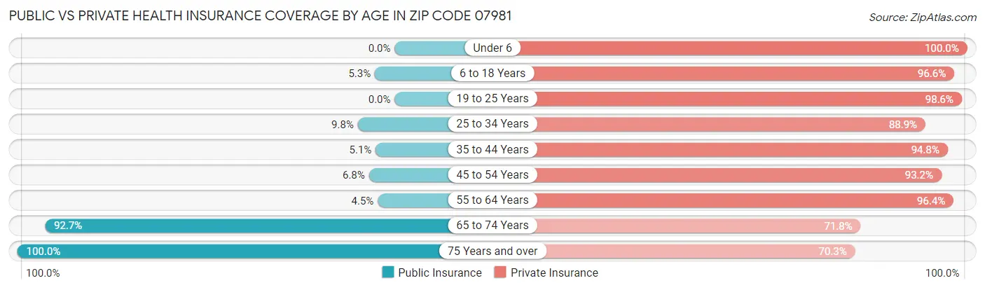 Public vs Private Health Insurance Coverage by Age in Zip Code 07981