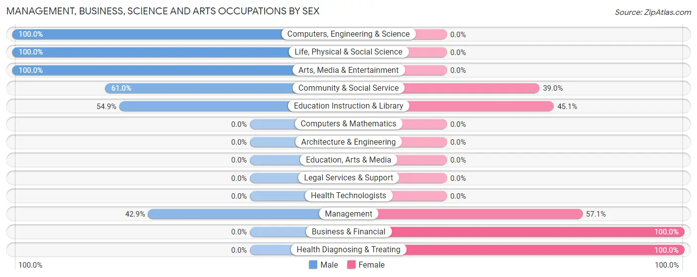 Management, Business, Science and Arts Occupations by Sex in Zip Code 08001