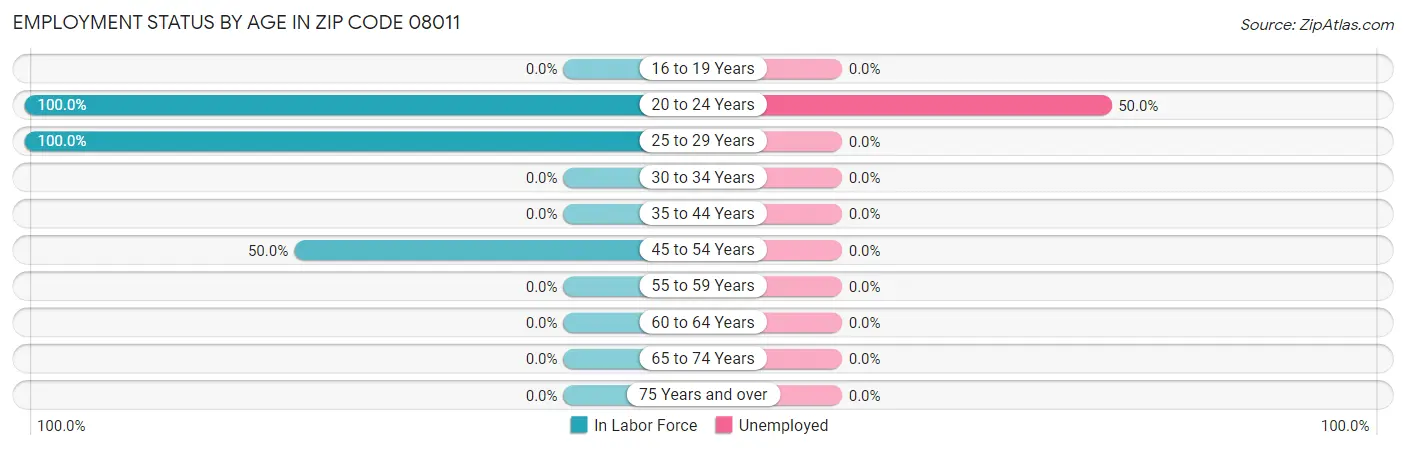 Employment Status by Age in Zip Code 08011