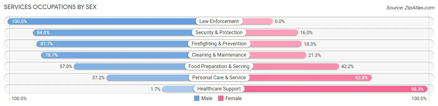 Services Occupations by Sex in Zip Code 08015